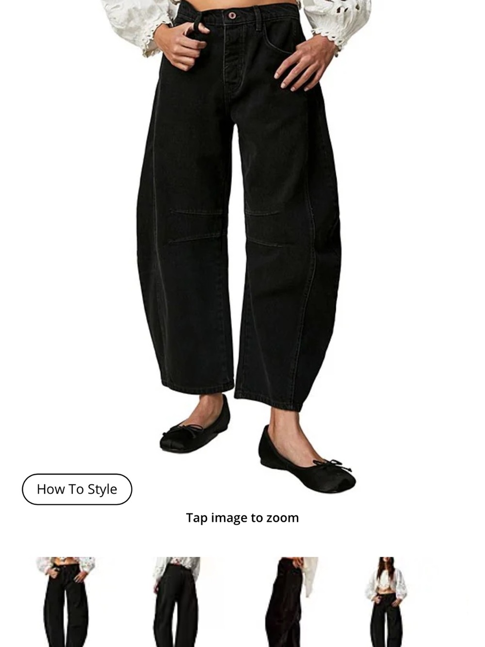 We The Free Black Wide-Leg Cropped Jeans
